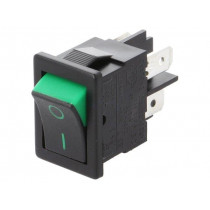 H8550XBBBG076G; ROCKER; DPST; Pos: 2; OFF-ON; 10A/250VAC; 10A/28VDC; black-green; BULGIN