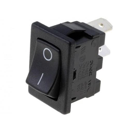 H8600VBBB076W; ROCKER; SPST; Pos: 2; OFF-ON; 10A/250VAC; 10A/28VDC; black; none; BULGIN