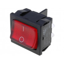 H8653VBBR3076W; ROCKER; DPST; Pos: 2; OFF-ON; 10A/250VAC; 10A/28VDC; red; Body: black; BULGIN
