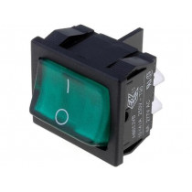 H8653VBBG3076W; ROCKER; DPST; Pos: 2; OFF-ON; 10A/250VAC; 10A/28VDC; green; BULGIN