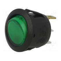 R13112BBG3; ROCKER; SPST; Pos: 2; OFF-ON; 6A/250VAC; green; neon lamp 230V; BULGIN
