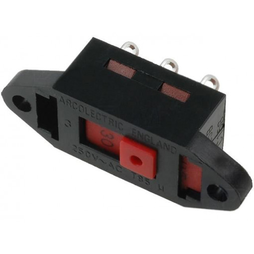 T22205B436B; Switch: slide; Pos: 2; DPDT; 10A/250VDC; Leads: for soldering; BULGIN