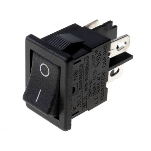 T8550VBBB076W; ROCKER; DPST; Pos: 2; OFF-ON; 10A/250VAC; 10A/28VDC; black; none; BULGIN