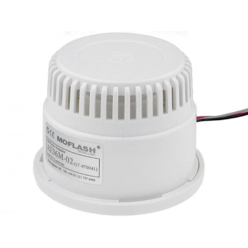 AE36M-02; Signaller: sound; buzzer; 6÷28VDC; 100dB; Series: AE36; IP30; 57mA; MOFLASH SIGNALLING LTD