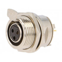 AG3FCE; Socket; XLR mini; female; PIN: 3; soldering; 5A; 0.5mm2; AMPHENOL