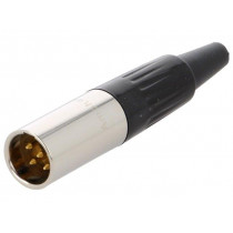 AG5M; Plug; XLR mini; male; PIN: 5; for cable; soldering; 4A; 0.5mm2; 3.5mm; AMPHENOL