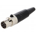 AG6F; Plug; XLR mini; female; PIN: 6; for cable; soldering; 1.2A; 0.38mm2; AMPHENOL