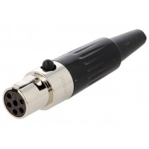 AG6F; Plug; XLR mini; female; PIN: 6; for cable; soldering; 1.2A; 0.38mm2; AMPHENOL
