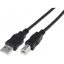 AK-300105-005-S; Cable; USB 2.0; USB A plug,USB B plug; nickel plated; 0.5m; black; ASSMANN AK-300105-005-S; Cable; USB 2.0; USB A plug,USB B plug; nickel plated; 0.5m; black; ASSMANN