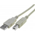 AK-300105-018-E; Cable; USB 2.0; USB A plug,USB B plug; nickel plated; 1.8m; grey; ASSMANN