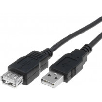 AK-300202-018-S; Cable; USB 2.0; USB A socket,USB A plug; nickel plated; 1.8m; ASSMANN