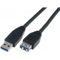 AK-300203-030-S; Cable; USB 3.0; USB A socket,USB A plug; nickel plated; 3m; black; ASSMANN