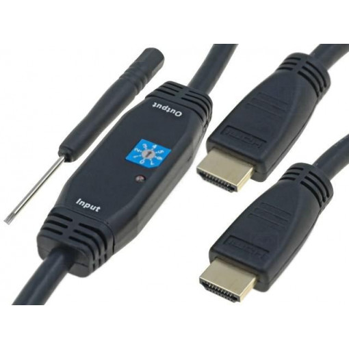 AK-330105-200-S; Cable; HDMI 1.3,with amplifier; HDMI plug,both sides; 20m; black; ASSMANN