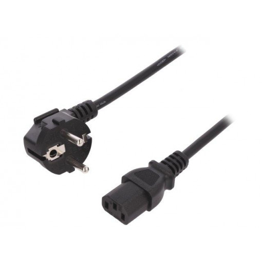 AK-440100-018-S; Cable; CEE 7/7 (E/F) plug angled,IEC C13 female; 1.8m; black; ASSMANN