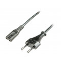 AK-440104-018-S; Cable; CEE 7/16 (C) plug,IEC C7 female; 1.8m; Sockets: 1; black; ASSMANN