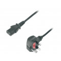 AK-440107-018-S; Cable; BS 1363 (G) plug,IEC C13 female; 1.8m; black; 3x0,75mm2; ASSMANN