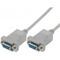 AK-610100-018-E; Cable; D-Sub 9pin socket,both sides; 1.8m; grey; ASSMANN