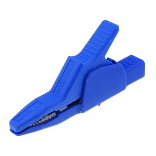 AK2B2540I BL; Crocodile clip; 34A; blue; Grip capac: max.30mm; Socket size: 4mm; HIRSCHMANN T&M