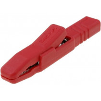 AK2SRT; Crocodile clip; 25A; red; Grip capac: max.9.5mm; Socket size: 4mm; HIRSCHMANN T&M
