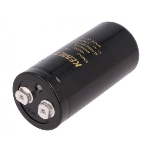 ALS30A222KF400; Capacitor: electrolytic; 2200uF; 400VDC; Leads: screw; ESR: 78mΩ; KEMET