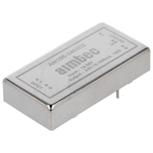 AM10E-2405DZ; Converter: DC/DC; 10W; Uin: 18÷36V; Uout: 5VDC; Uout2: -5VDC; Iout: 1A; AIMTEC AM10E-2405DZ; Converter: DC/DC; 10W; Uin: 18÷36V; Uout: 5VDC; Uout2: -5VDC; Iout: 1A; AIMTEC