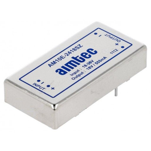 AM10E-2418SZ; Converter: DC/DC; 10W; Uin: 18÷36V; 18VDC; Iout: 0.55A; DIP24; 30g; AIMTEC AM10E-2418SZ; Converter: DC/DC; 10W; Uin: 18÷36V; 18VDC; Iout: 0.55A; DIP24; 30g; AIMTEC