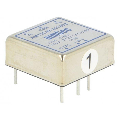 AM15CW-2412DZ; Converter: DC/DC; 15W; Uin: 9÷36V; Uout: 12VDC; Uout2: -12VDC; 1