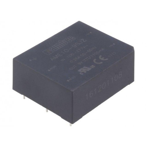 AME10-9SJZ; Converter: AC/DC; 10W; Uout: 9VDC; Iout: 1.1A; 78%; Mounting: PCB; AIMTEC