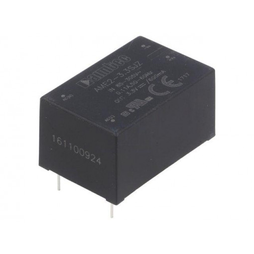 AME2-3.3SJZ; Converter: AC/DC; 2W; Uout: 3.3VDC; Iout: 0.6A; 65%; Mounting: PCB; AIMTEC