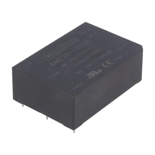 AME20-15SJZ; Converter: AC/DC; 20W; Uout: 15VDC; Iout: 1.3A; 84%; Mounting: PCB; AIMTEC