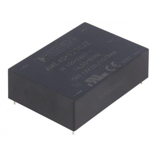 AME40-12SCJZ; Converter: AC/DC; 40W; Uout: 12VDC; Iout: 3.33A; 84%; Mounting: PCB; AIMTEC