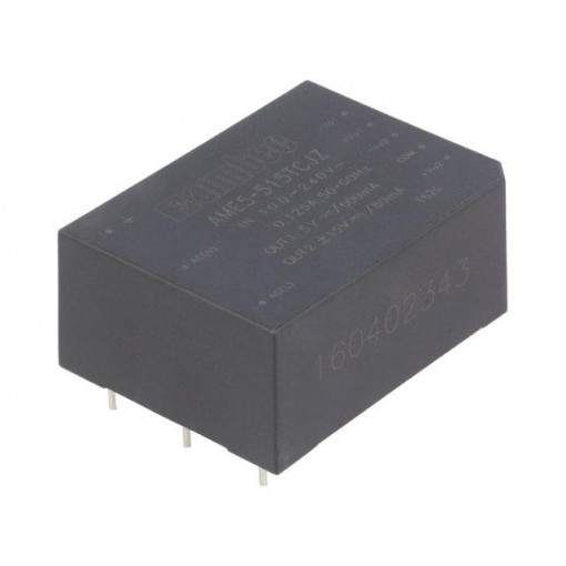 AME5-515TCJZ; Converter: AC/DC; 5W; Uout: 5VDC; Iout: 0.6A; 74%; Mounting: PCB; 3kV; AIMTEC