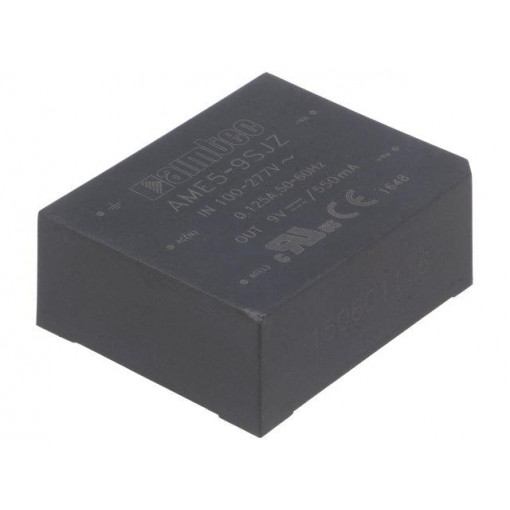 AME5-9SJZ; Converter: AC/DC; 5W; Uout: 9VDC; Iout: 0.55A; 79%; Mounting: PCB; AIMTEC