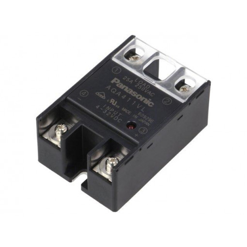 AQA411VL; Relay: solid state; Ucntrl: 4÷32VDC; Icntrl: 20mA; 25A; 75÷250VAC; PANASONIC
