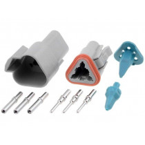 AT3PS-CKIT; Connector: wire-wire; AT; plug; male + female; Size: 16; PIN: 3; 13A; AMPHENOL