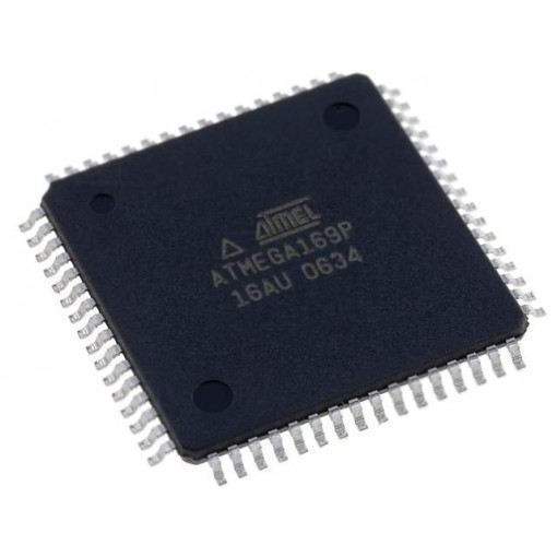 ATMEGA169P-16AU; AVR microcontroller; EEPROM: 512B; SRAM: 1kB; Flash: 16kB; TQFP64; MICROCHIP (ATMEL)