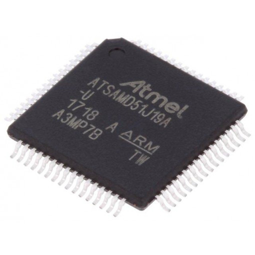 ATSAMD51J19A-AU; ARM microcontroller; SRAM: 192kB; Flash: 512kB; TQFP64; RAM: 192kB; MICROCHIP TECHNOLOGY