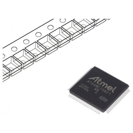 ATSAME70N21A-AN; ARM microcontroller; SRAM: 384kB; Flash: 2MB; LQFP100; 1.62÷3.6VDC; MICROCHIP TECHNOLOGY