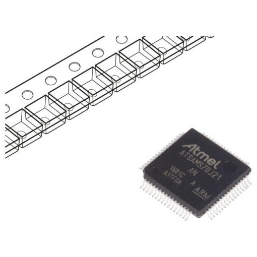 ATSAMS70J21A-AN; ARM microcontroller; SRAM: 384kB; Flash: 2MB; LQFP64; 1.62÷3.6VDC; MICROCHIP TECHNOLOGY