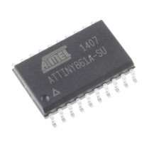 ATTINY861A-SU; AVR microcontroller; EEPROM: 512B; SRAM: 512B; Flash: 8kB; SO20-W; MICROCHIP (ATMEL)