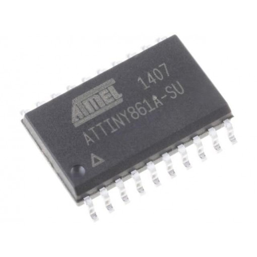 ATTINY861A-SU; AVR microcontroller; EEPROM: 512B; SRAM: 512B; Flash: 8kB; SO20-W; MICROCHIP (ATMEL)