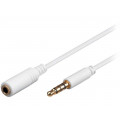 62361; Cable; Jack 3,5mm 4pin plug,Jack 3.5mm 4pin socket; 1.5m; white; Goobay