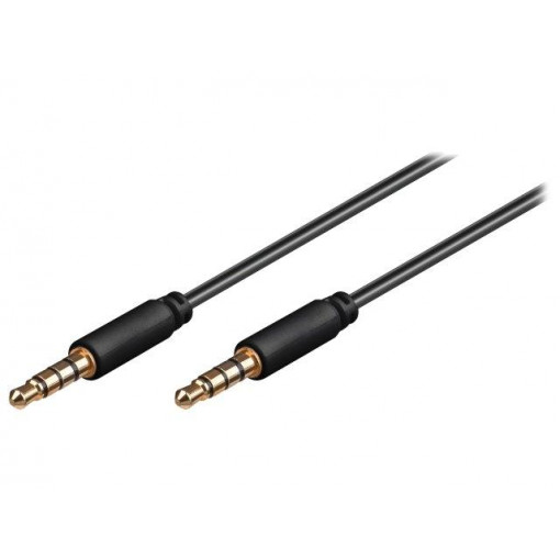 63828; Cable; Jack 3,5mm 4pin plug,both sides; 1.5m; black; Øout: 2.6mm; Goobay 63828; Cable; Jack 3,5mm 4pin plug,both sides; 1.5m; black; Øout: 2.6mm; Goobay