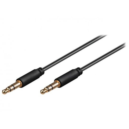 69106; Cable; Jack 3.5mm 3pin plug,both sides; 1.5m; black; Øout: 2.6mm; Goobay