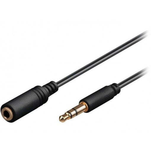 97116; Cable; Jack 3.5mm 3pin socket,Jack 3.5mm 3pin plug; 1.5m; black; Goobay