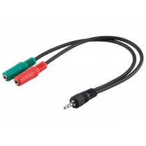 50467; Cable; Jack 3,5mm 4pin plug,Jack 3.5mm 3pin socket x2; 0.3m; Goobay 50467; Cable; Jack 3,5mm 4pin plug,Jack 3.5mm 3pin socket x2; 0.3m; Goobay