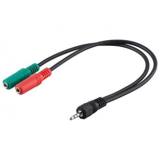 50467; Cable; Jack 3,5mm 4pin plug,Jack 3.5mm 3pin socket x2; 0.3m; Goobay 50467; Cable; Jack 3,5mm 4pin plug,Jack 3.5mm 3pin socket x2; 0.3m; Goobay