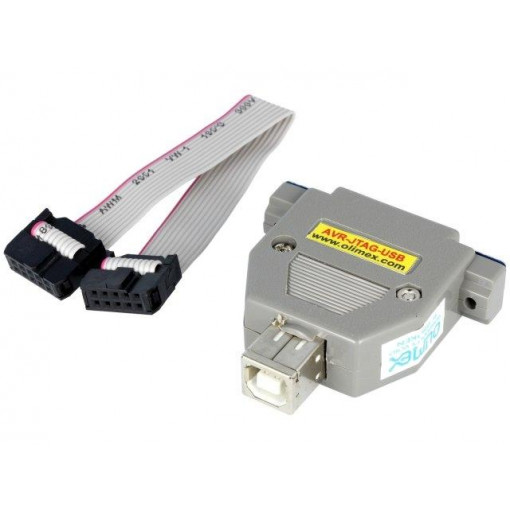 AVR-JTAG-USB-A; Programmer: microcontrollers; AVR; USB; JTAG,USB B; 50x40mm; OLIMEX