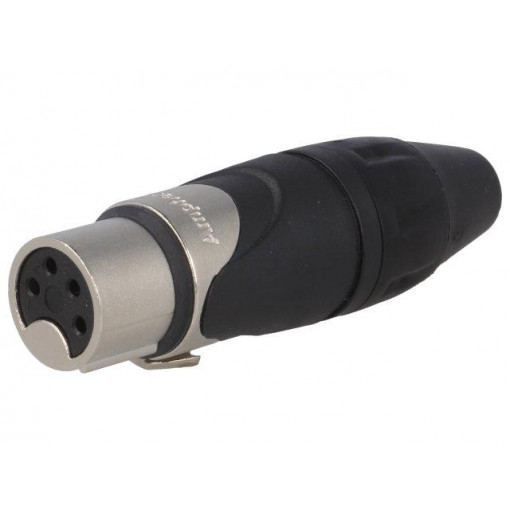 AX4F; Plug; XLR; female; PIN: 4; straight; for cable; soldering; tinned; AMPHENOL