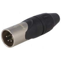 AX4M; Plug; XLR; male; PIN: 4; straight; for cable; soldering; 133V; 10A; AMPHENOL